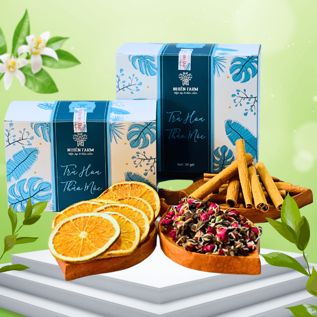 Trà hoa cam quế (30 gói) + Mật ong ngâm Đông Trùng Hạ Thảo (100ml)